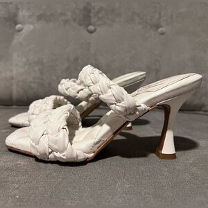 Sam Edelman Braided Puffy White Chunky High Heels 6.5